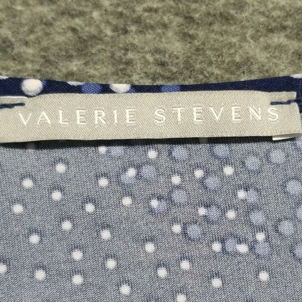 Valerie Stevens Women's Blue, With White Polka Dot, 3/4 Sleeve Size S Top Blouse - Picture 10 of 16